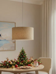 Dumora Gewebte Struktur Trommel Lampenschirm Anhänger – Moderne Minimalistische Deckenlampe für Ess- & Wohnzimmer