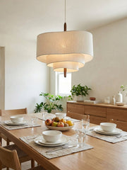 Lámpara Colgante Softlume Wave con Pantalla de Lino - Luz Moderna para Comedor