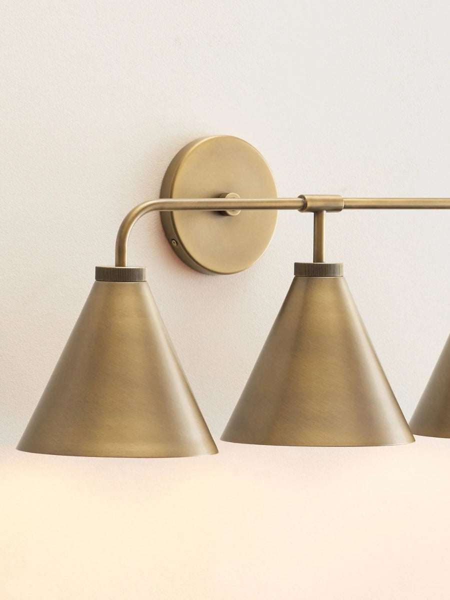Korvi Tapered Sconce Cone Wall Light – Black or Brass Conical Retro Design