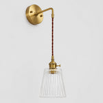Bild in Gallery-Viewer laden, Sky blue glass wall light with brass arm, MW shade 12 cm high and 13 cm diameter
