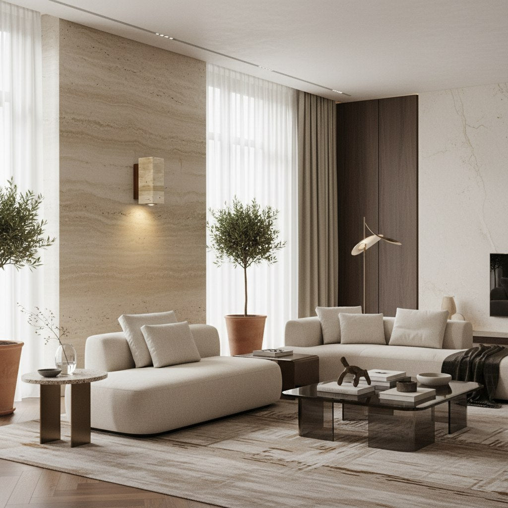 Placa trasera de piedra natural Slivara con pantalla ámbar cálido - Aplique de pared vintage moderno Slivara para sala de estar