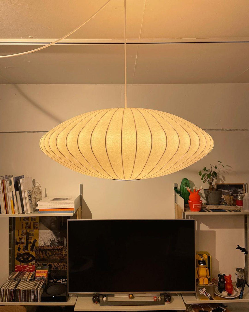 White Geometric Wire Swag Pendant Light