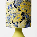 Load image into Gallery viewer, Blue floral fabric lampshade close view