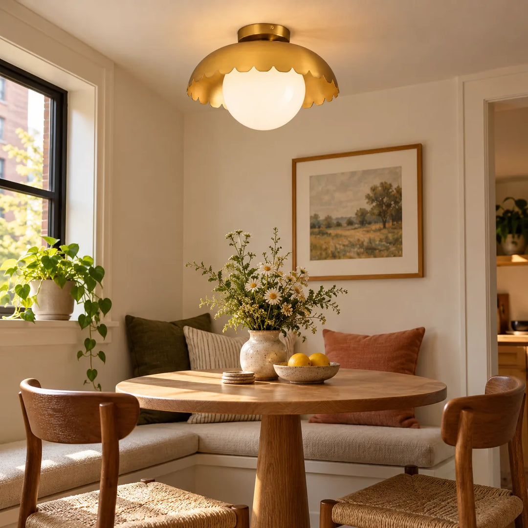 Low-Ceiling Flush with a Scalloped Globe