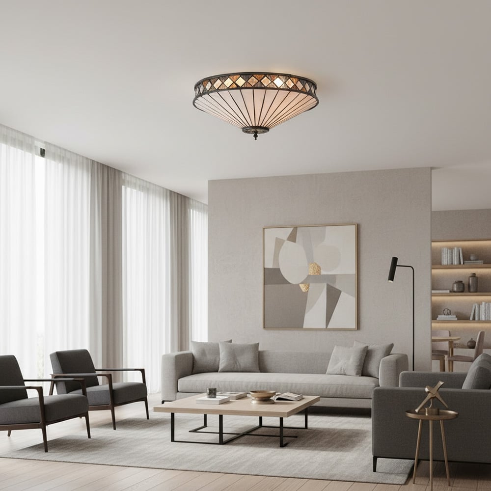 Lustrielle Vintage Artistic Crystal Glass Flush Mount Ceiling Light for Modern Interiors