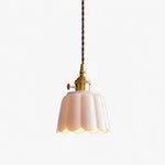 Bild in Gallery-Viewer laden, Sakura pink glaze ceramic lotus pendant light on clean background