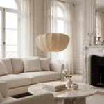 Load image into Gallery viewer, Blossine Linen Scalloped Pendant Light – Rustic to Modern Pendant for Kitchen and Dining Areas