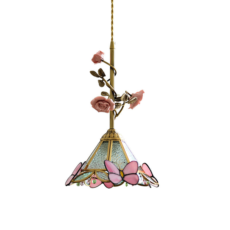 Lámpara colgante de cristal rosa Lalique