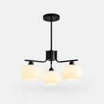Bild in Gallery-Viewer laden, Solid brass black three-light milk glass chandelier