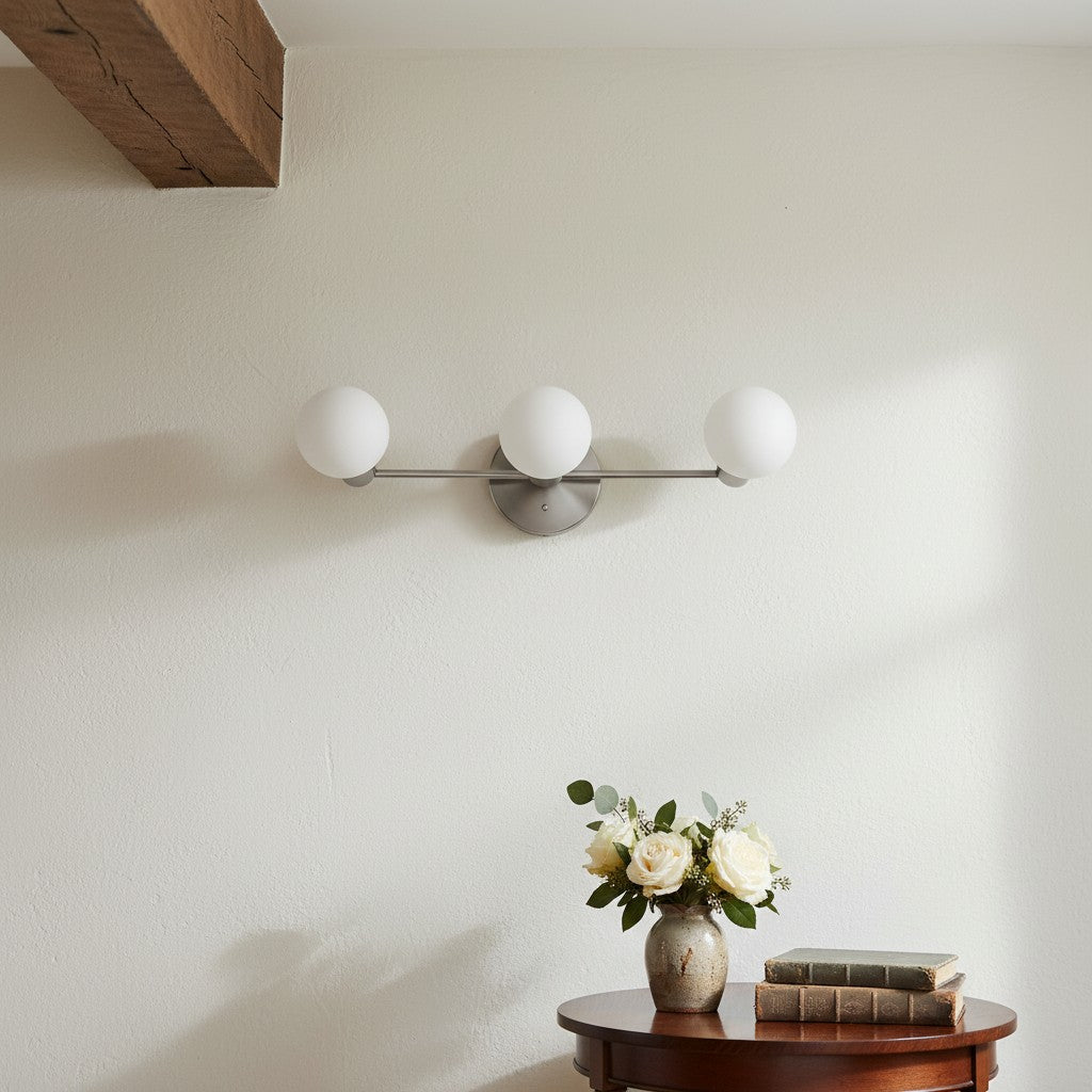 Glorica Glass Mid Century Modern Vanity Light - 3 Light Wall Fixture