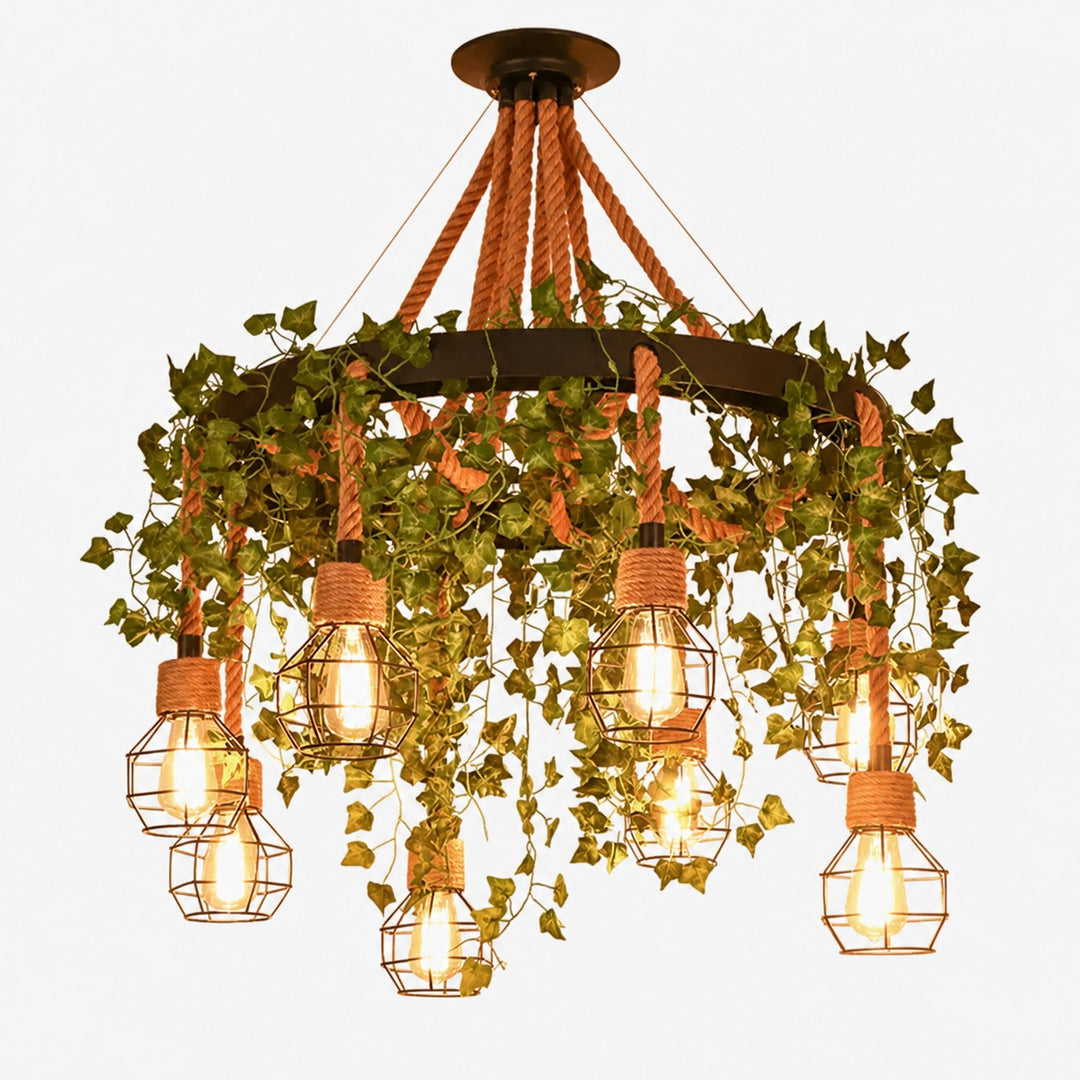 Rope-Wrapped Industrial Ring Chandelier