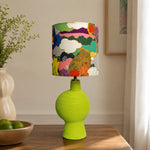 Load image into Gallery viewer, Botanical Pink Green colorful fabric ceramic table lamp