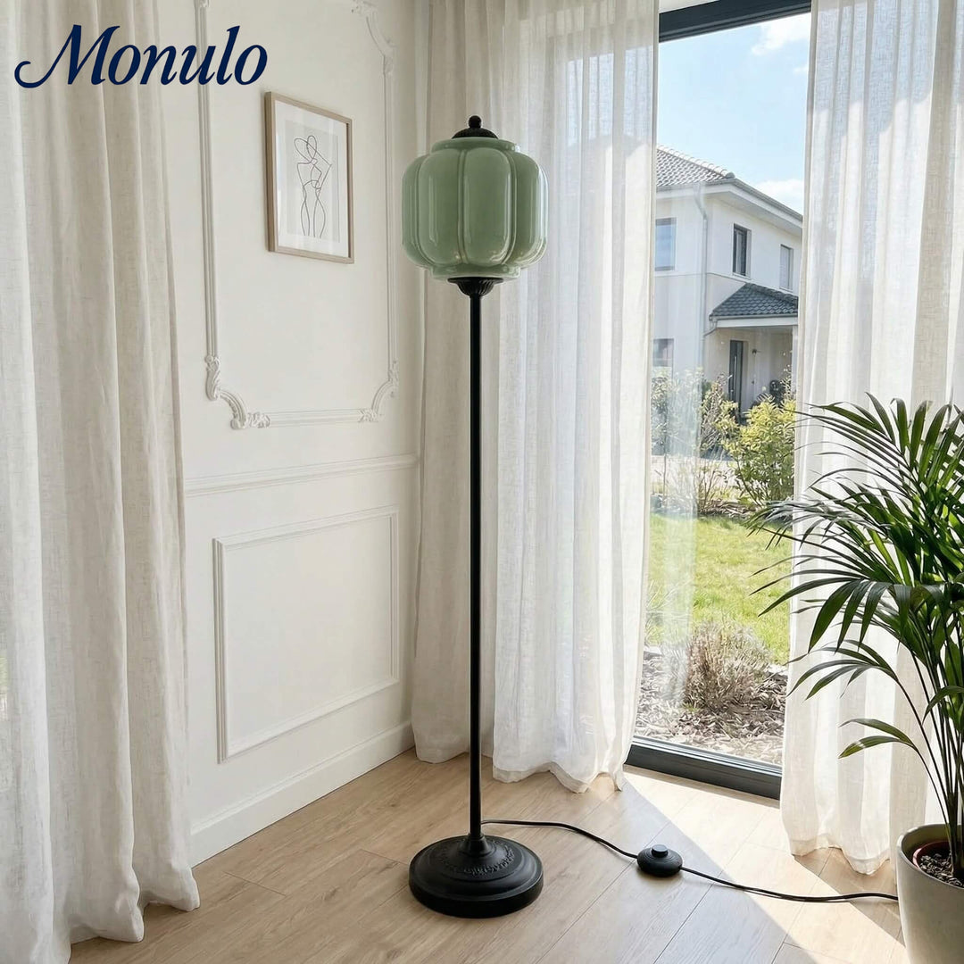 Eloise Decorative Glass Pumpkin Floor Lamp - Retro Organic Style for Living Rooms