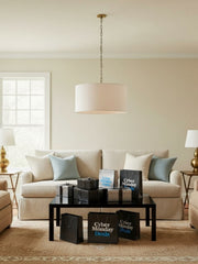 Dumora Linen Drum Pendant Light - Modern White Drum Shade For Dining