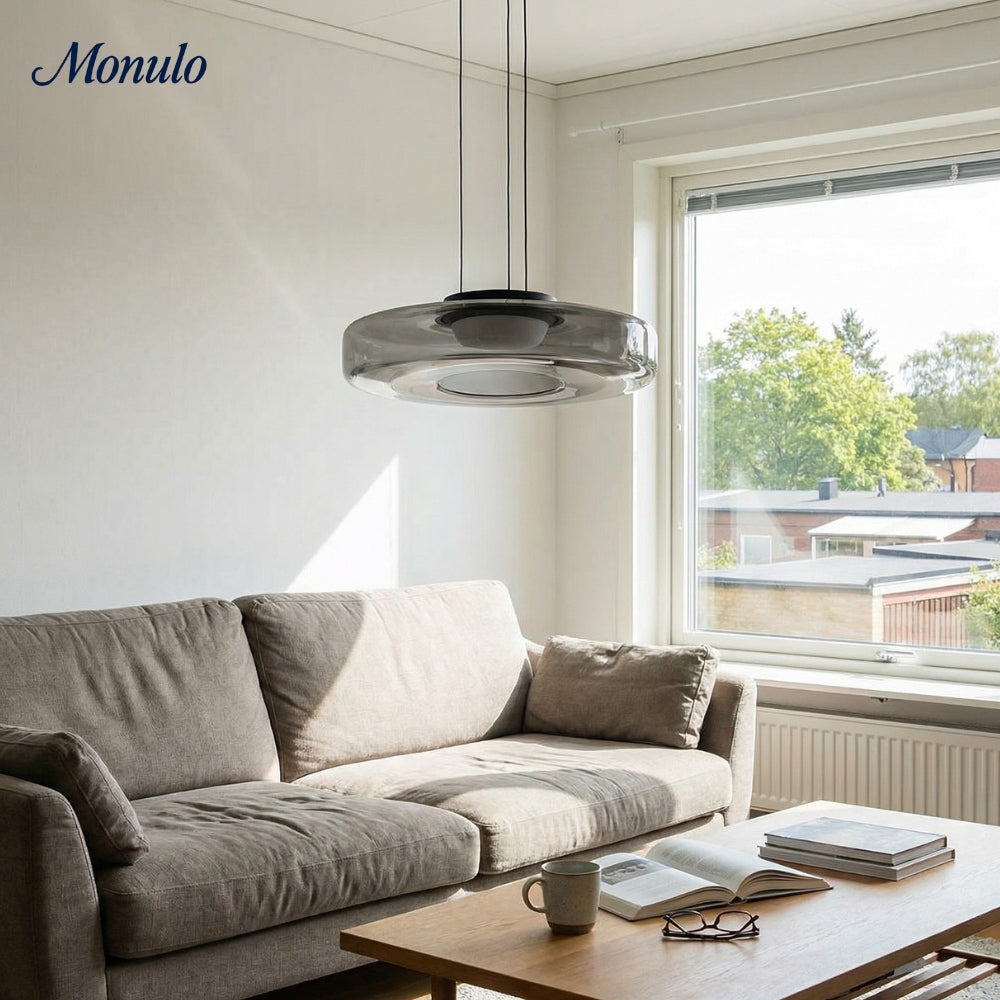 Lámpara colgante de vidrio con forma de disco apilado Verdoma Iluminación nórdica contemporánea para cocinas