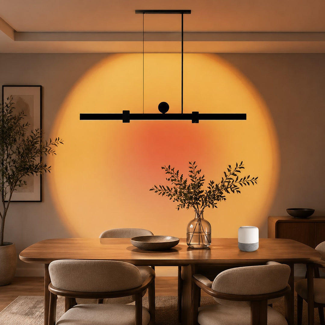 Lámpara colgante lineal para comedor con luz de lavado de pared
