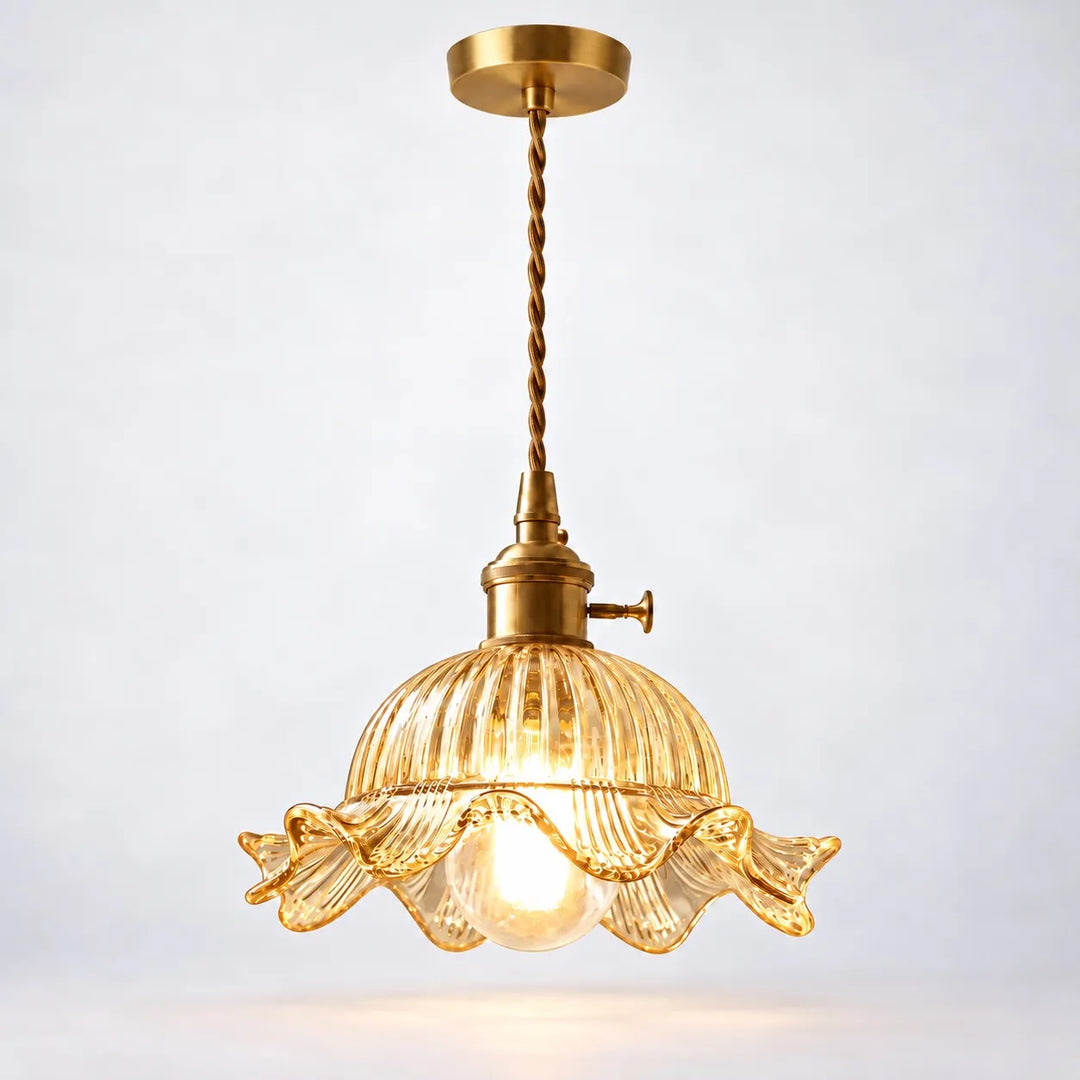 Vintage Wavy-Edge Glass Pendant Lamp
