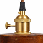 Bild in Gallery-Viewer laden, Close-up of brass socket on brown leather pendant lamp
