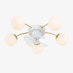 Bild in Gallery-Viewer laden, 5 Heads white and gold ceiling fan light