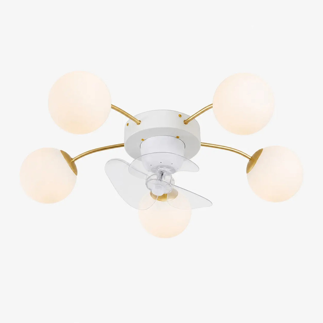 5 Heads white and gold ceiling fan light