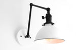 Cargar imagen en el visor de la Galería, Conique Metal Vintage Industrial Swing Arm Wall Lamp - Adjustable Dome Shade for Study
