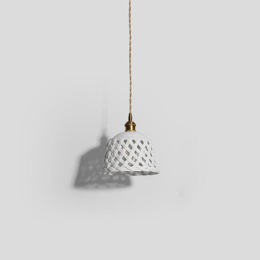 Woven Ceramic Brass Swag Pendant Light
