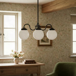 Load image into Gallery viewer, Glorica Glass Vintage Globe Chandelier - Brass 3-Light Frosted Glass Hanging Fixture
