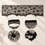 Cargar imagen en el visor de la Galería, Halloween Black Lace Spider &amp; Bat Lampshade Cover