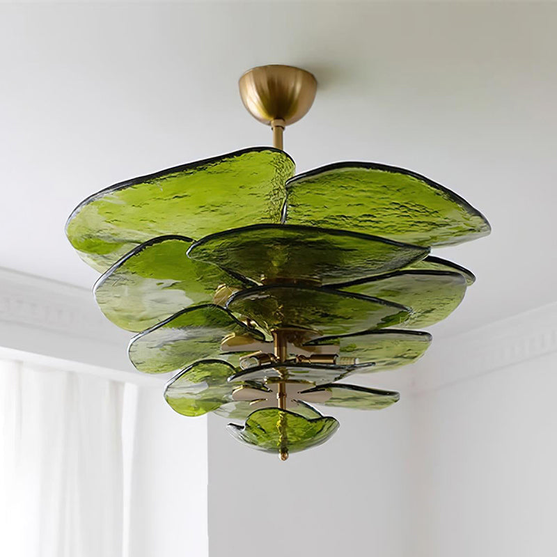 Lotus Leaf Layered Glass Chandelier