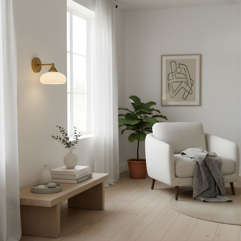 Riven Milk Glass Wall Lamp Vintage Industrial Style - Bedroom Bathroom Lighting