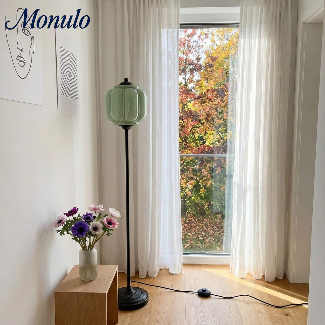 Eloise Decorative Glass Pumpkin Floor Lamp - Retro Organic Style for Living Rooms