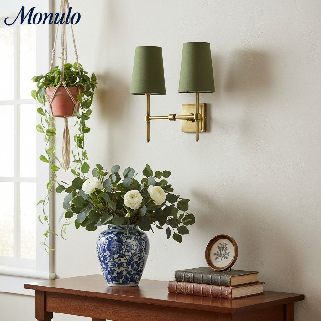 Rowan Elegant White-Linen Shade Wall Lamp – Retro Metal Wall Light for Bedroom & Hallway