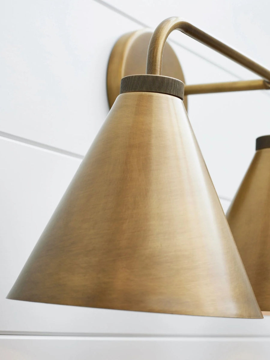 Korvi Tapered Sconce Cone Wall Light – Black or Brass Conical Retro Design