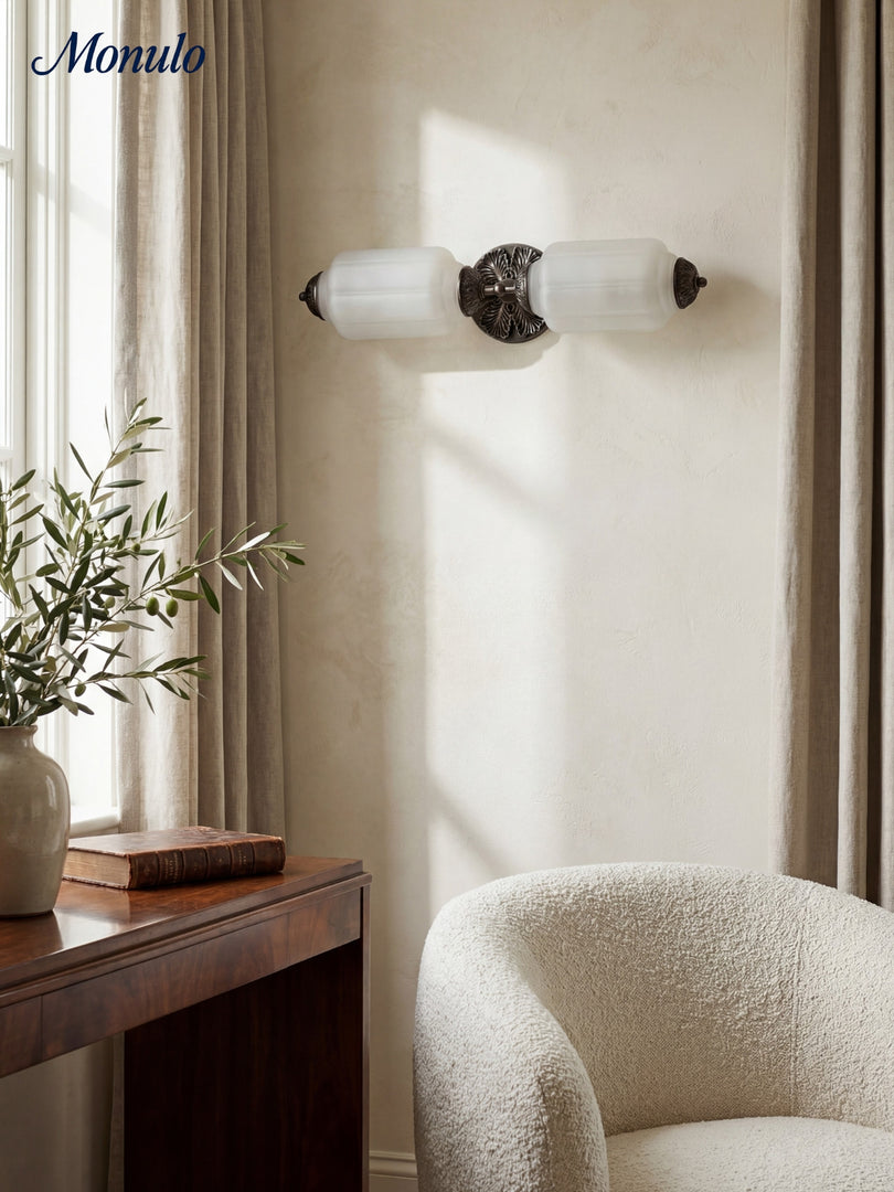 Applique murale horizontale Eloise en verre style lanterne américaine vintage