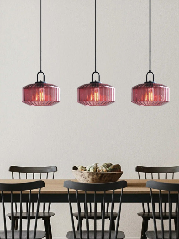 Gerippte Glaspendelleuchte - Vintage-Grün Glas Hängeleuchte mit modernem Reiz