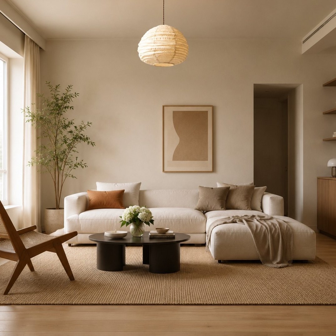 Suspension en lin naturel de style wabi-sabi