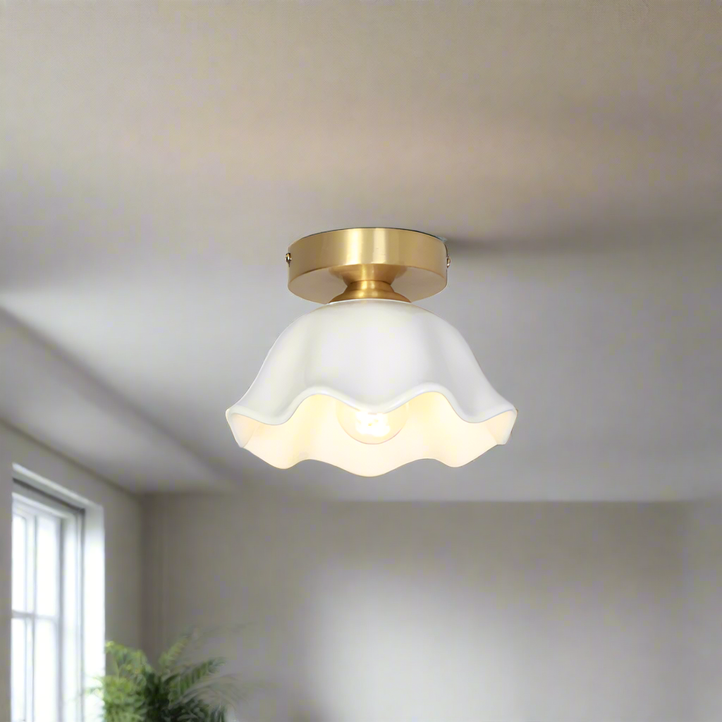 Blossom Glow Mid-Century Keramik Deckenleuchte