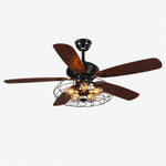 Cargar imagen en el visor de la Galería, Black A style wood blade ceiling fan light, 122 cm / 48"