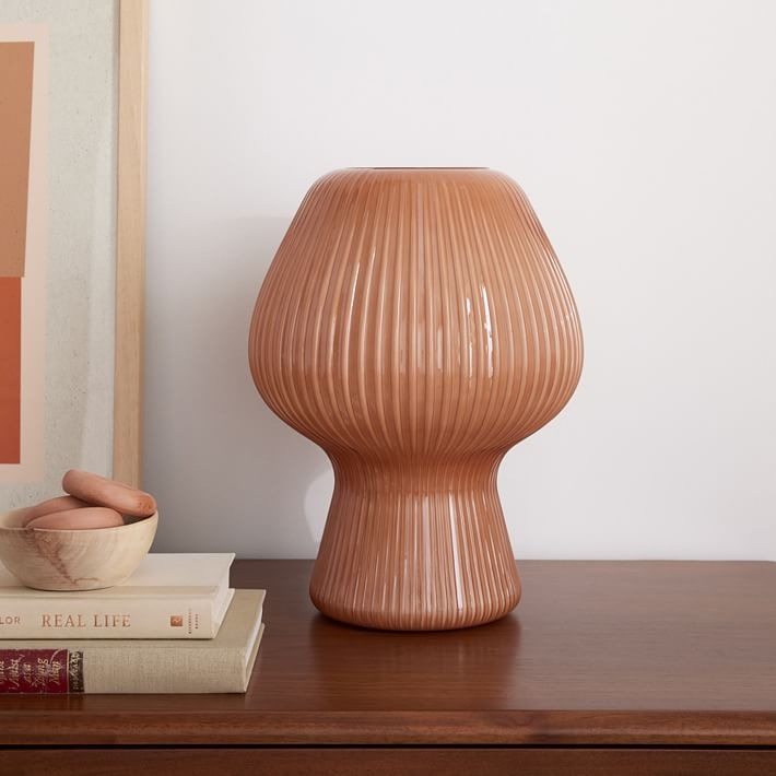 Lámpara de mesa Novarise de vidrio acanalado: iluminación decorativa de vidrio texturizado
