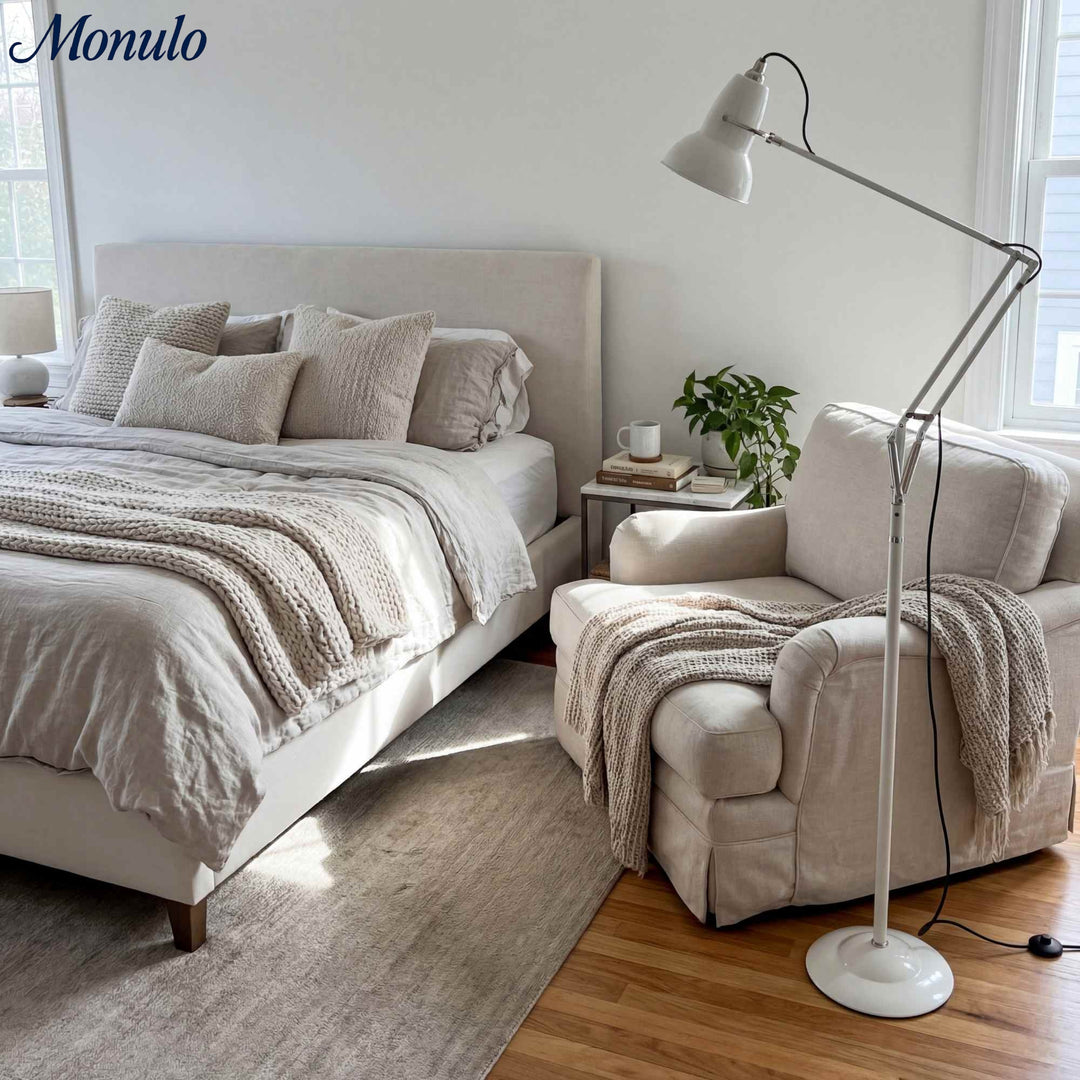 Modryx Diseño Funcional Moderno ‑ Lámpara de Pie Industrial Ajustable para Interiores del Hogar