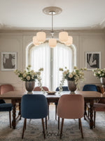 Load image into Gallery viewer, Lumivelle 5-Light Glass Chandelier – Modern Metal Round Lighting
