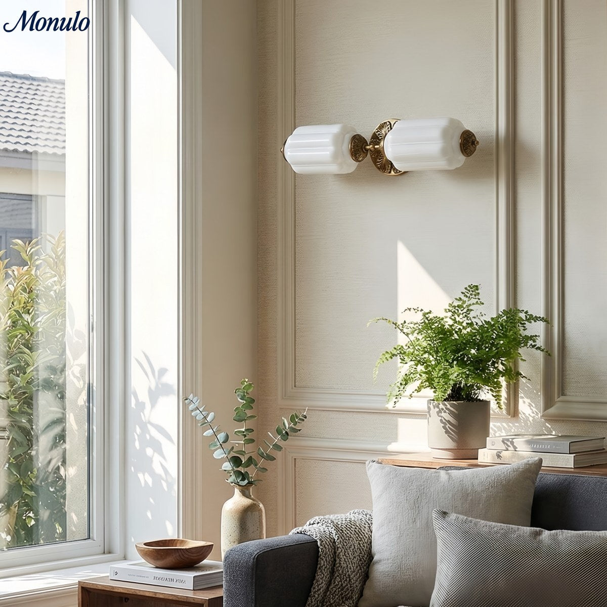 American Vintage Glas Laterne Geformt Horizontal Eloise Wandlampe