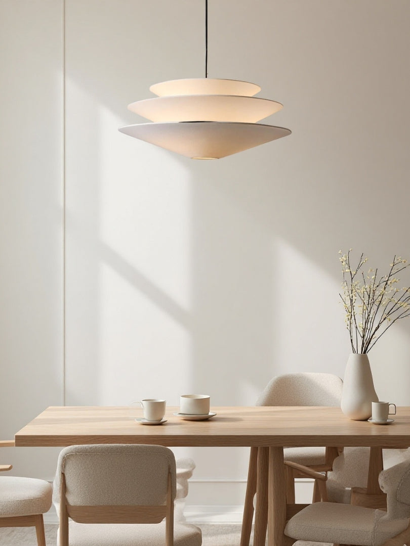 Solivara 3 Tier Linen Pendant Light – Modern White Linen Pendant