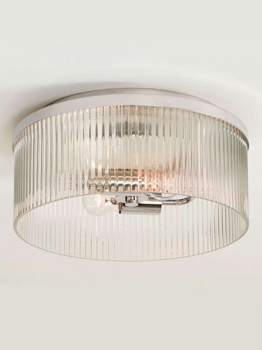 Bravira Elegant Ribbed Glass Flush-Mount Ceiling Light – Modern Low-Profile Fixture for Bedroom