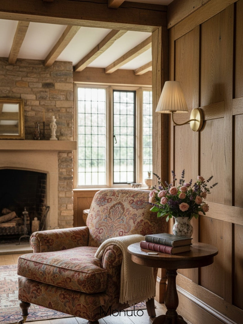 Fibura Fabric Wall Sconce – Elegant Wall Sconce for Bedroom and Hallaway Vintage Style