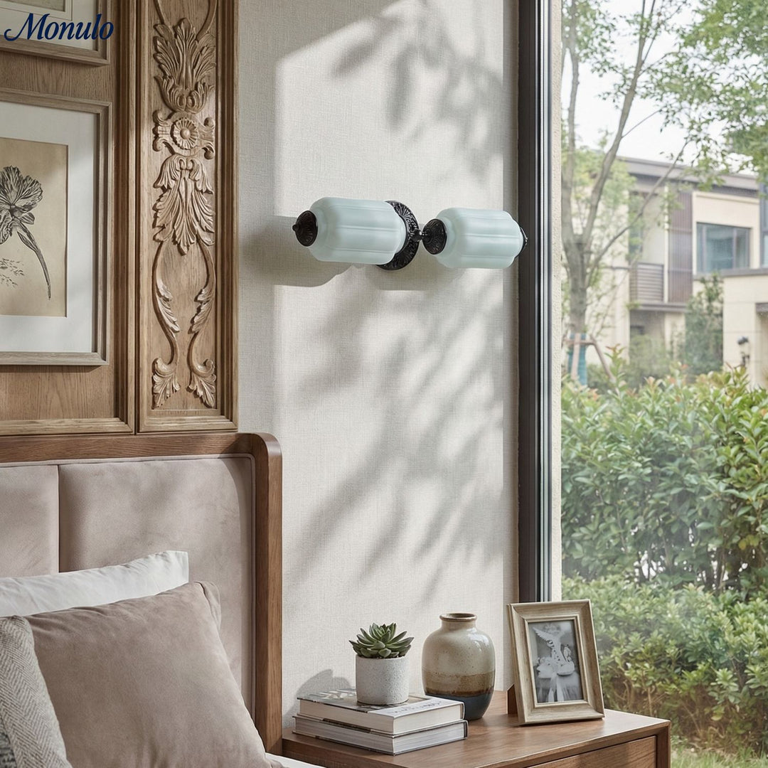 American Vintage Glas Laterne Geformt Horizontal Eloise Wandlampe