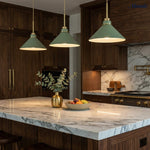 Cargar imagen en el visor de la Galería, Lámpara colgante cónica Aurenza de estilo rústico moderno: iluminación regulable para cocina y entrada.