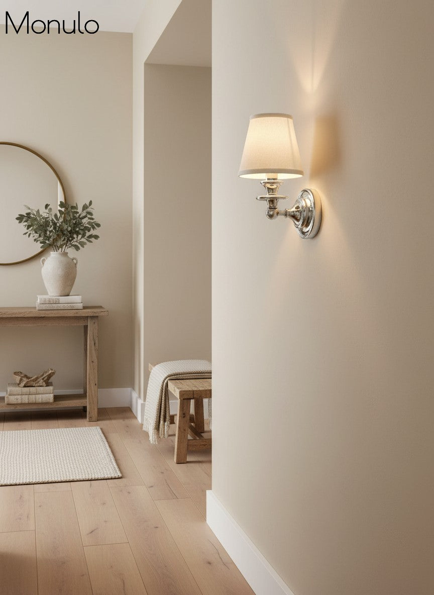 Rowan Drum Shade Wall Sconce – Fabric Sconce Light for Cozy Cottage Lighting