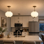 Load image into Gallery viewer, Eloise Scallop Vintage Milk Glass Semi-Flush Mount Pendant Light