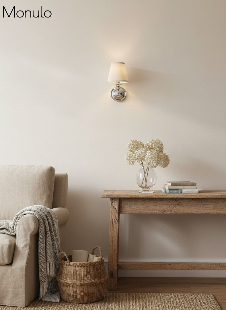 Aplique de pared Rowan con pantalla cilíndrica – Aplique de tela para una iluminación acogedora de estilo rústico